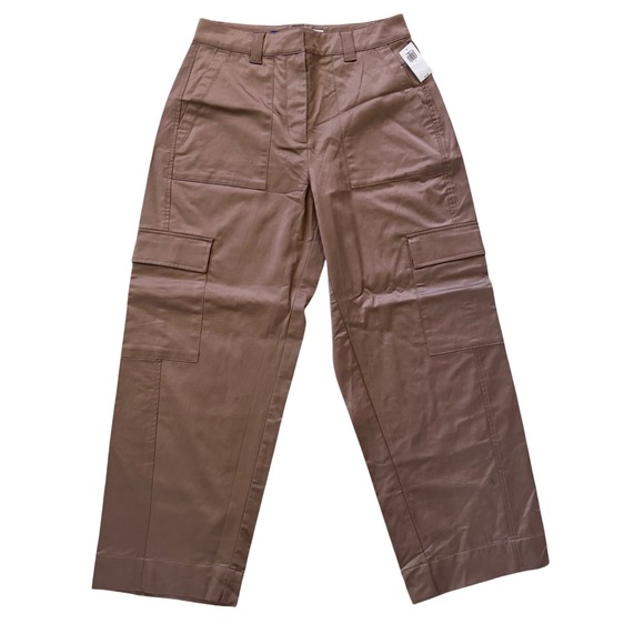 Old Navy Pants - Old Navy Extra High-Rise Wide Leg Cargo Pants Satin Shine Brown Womens 4 NEW